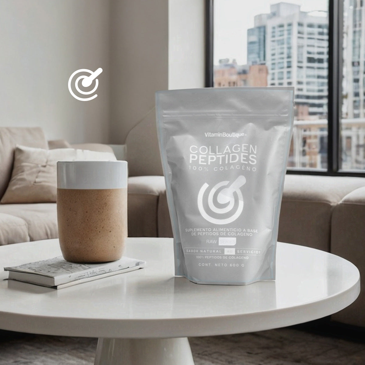 COLLAGEN PEPTIDES | VITAMIN BOUTIQUE | 100% PEPTIDOS DE COLAGENO | SABOR NATURAL | 40 SERVICIOS | 600G