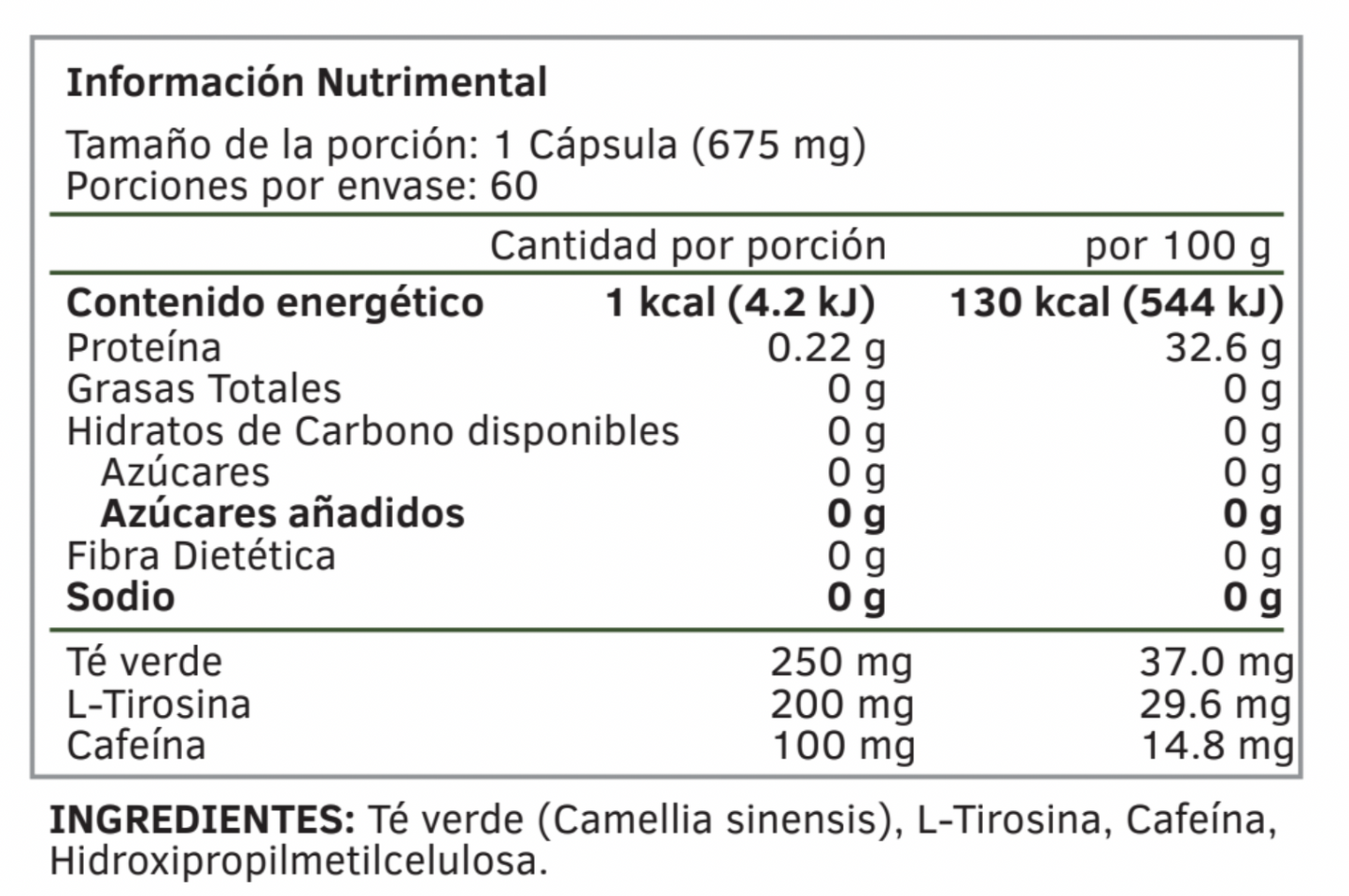 TYROSINA + TÉ VERDE